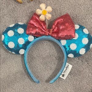 Disney Blue and Red Sequin Ears with Flower